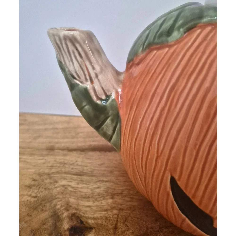 Pumpkin Teapot Jack o Lantern Ghost Face Lid Halloween